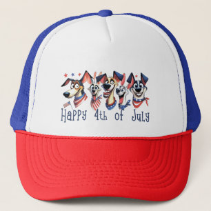 July 4th. Independence Day. Funny Dogs Trucker Hat