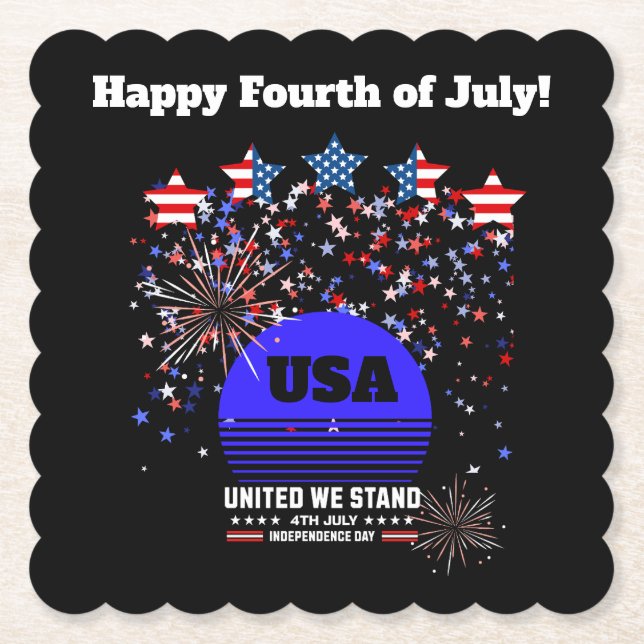 July 4th, Independence Day  Paper Coaster (Front)