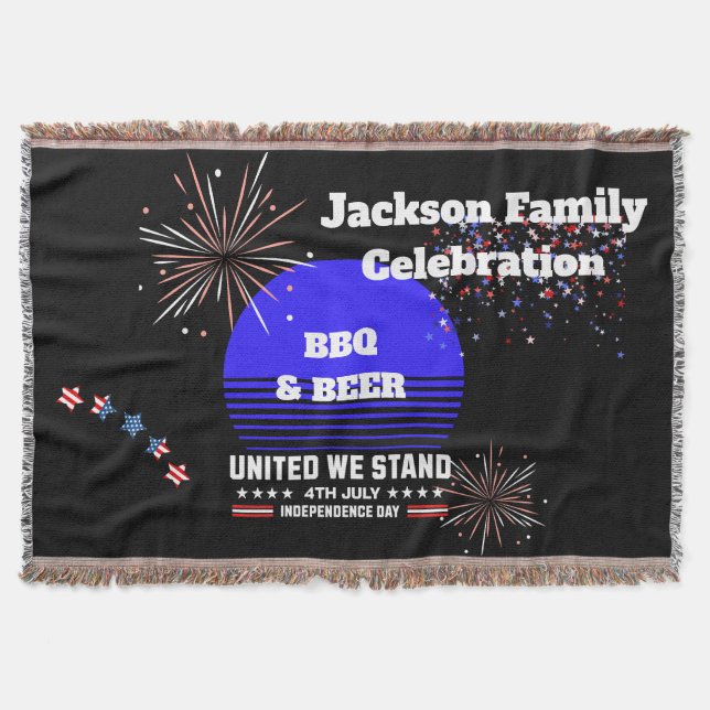 July 4th, Independence Day Tapestry Throw Blanket (Front)