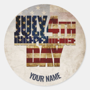 July 4th Independence Day Vintage Flag Design Classic Round Sticker