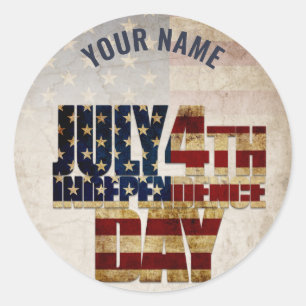 July 4th Independence Day Vintage Flag Design Classic Round Sticker
