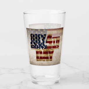 July 4th Independence Day Vintage Flag Design Glass