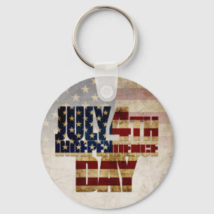 July 4th Independence Day Vintage Flag Design Key Ring