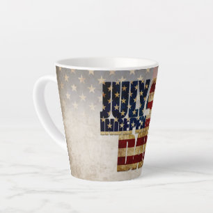 July 4th Independence Day Vintage Flag Design Latte Mug