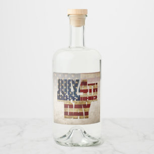 July 4th Independence Day Vintage Flag Design Liquor Bottle Label