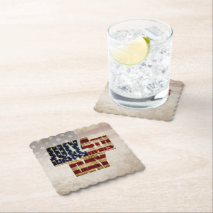 July 4th Independence Day Vintage Flag Design Paper Coaster