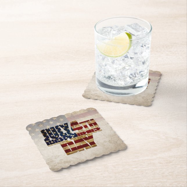 July 4th Independence Day Vintage Flag Design Paper Coaster (Insitu)