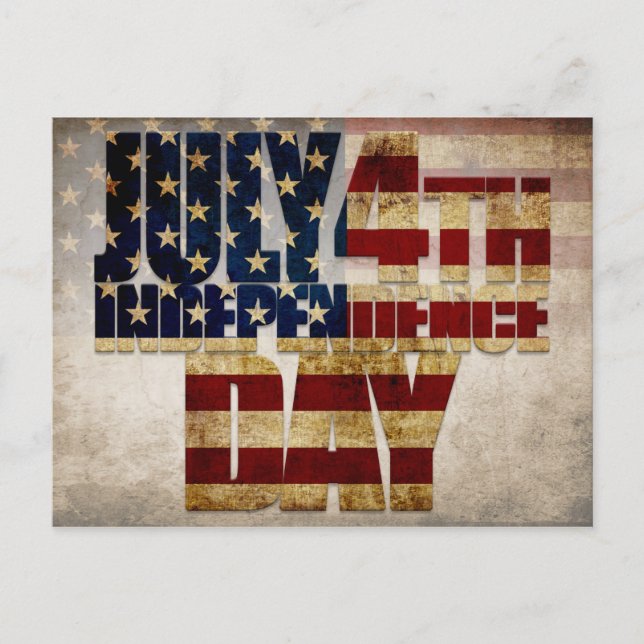 July 4th Independence Day Vintage Flag Design Postcard (Front)
