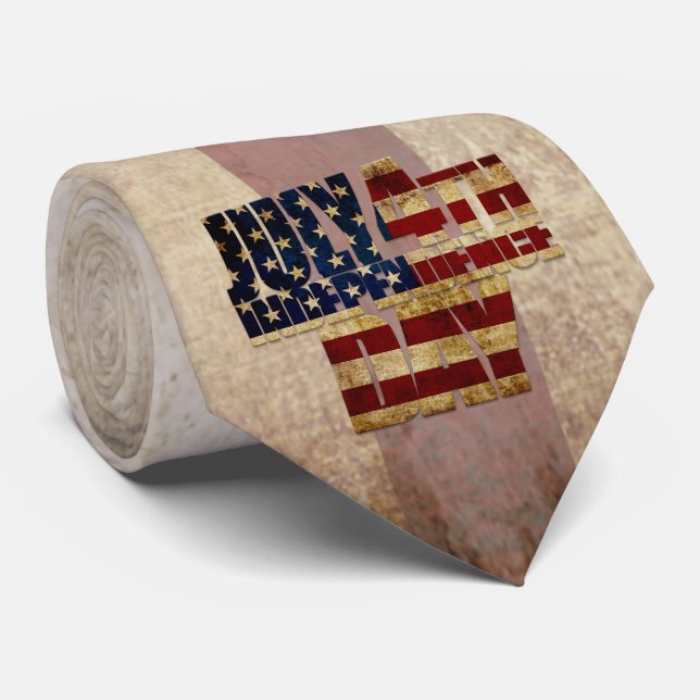 July 4th Independence Day Vintage Flag Design Tie (Rolled)