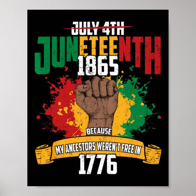 July 4th Juneteenth 1865 Because My Ancestors June Poster (Front)