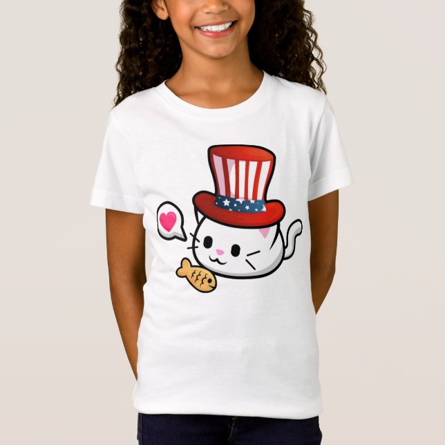 July 4th Kawaii Cat T-Shirt (Front)
