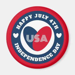 July 4th Love the USA Patriotic Red White Blue Mag Magnet