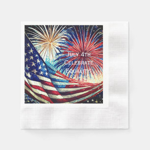 July 4th Paper Napkins, Coined Cocktail Napkin