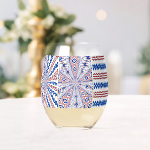 july 4th party Drinkware Set Stemless Wine Glass