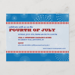 July 4th Party Explosion Party Invitation Postcard