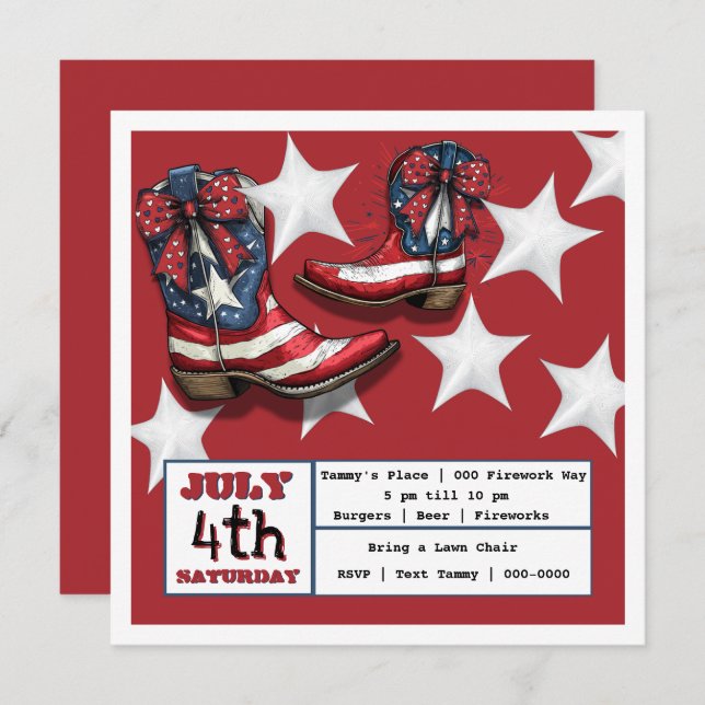 July 4th Party  Holiday Card (Front/Back)