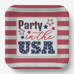 July 4th Party in the USA Paper Plate