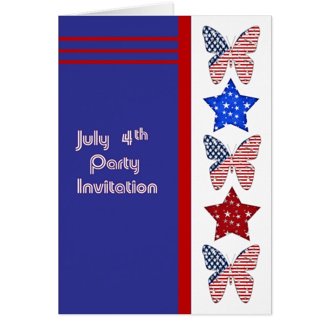 July 4th. Party Invitation Card (Front)