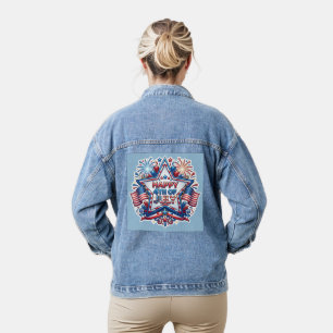 July 4th Patriotic 250 Year Birthday Denim Jacket