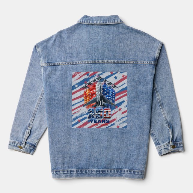 July 4th Patriotic 250 Year Birthday Denim Jacket (Back)