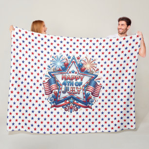 July 4th Patriotic 250 Year Birthday Fleece Blanket