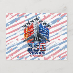 July 4th Patriotic 250 Year Birthday Postcard