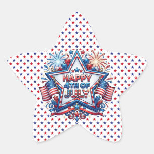 July 4th Patriotic 250 Year Birthday Star Sticker