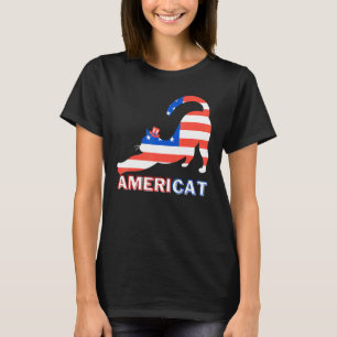 July 4th Patriotic Cat American Flag Cute T-Shirt