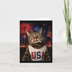 July 4th Patriotic Cat Smoking Cigarette 250 Years Card