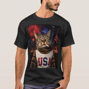 July 4th Patriotic Cat Smoking Cigarette 250 Years T-Shirt