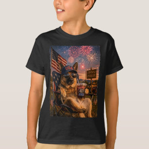 July 4th Patriotic German Shepherd Drinking Iced T-Shirt