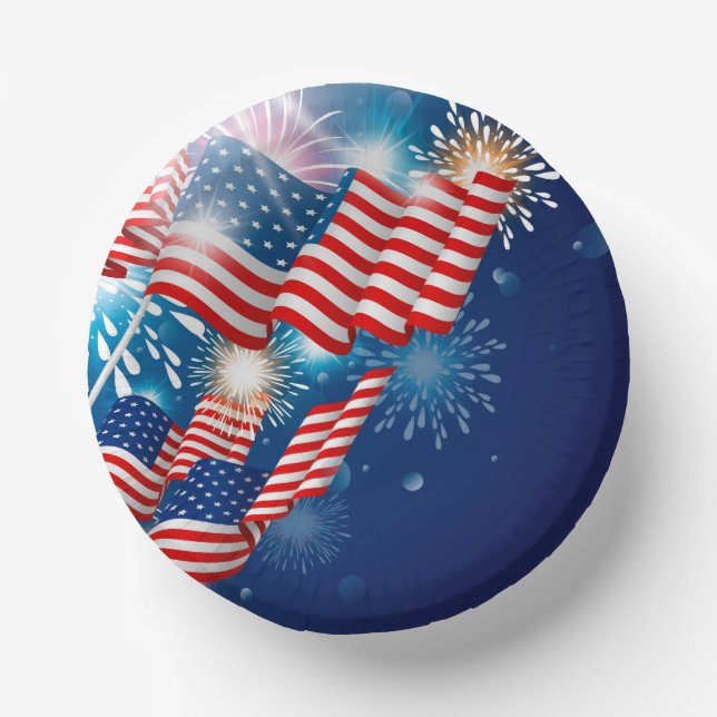 July 4th Patriotic Paper Bowls Plate (Front)