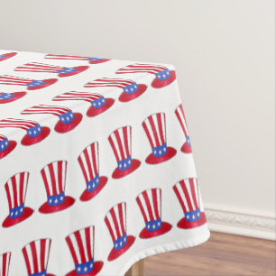 July 4th Patriotic USA Uncle Sam Stars Stripes Hat Tablecloth