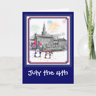 July 4th Penguins Card
