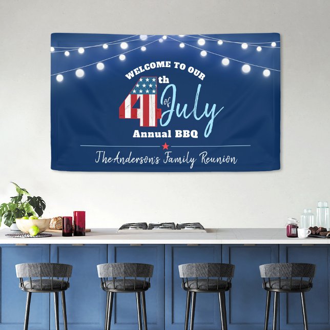 July 4th Red White Blue Patriotic USA Flag Lights Banner (Creator Uploaded)