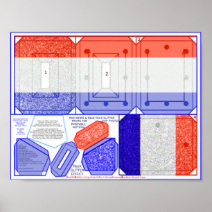 July 4th Red White Blue Sparkle Selfie Frame Craft Poster