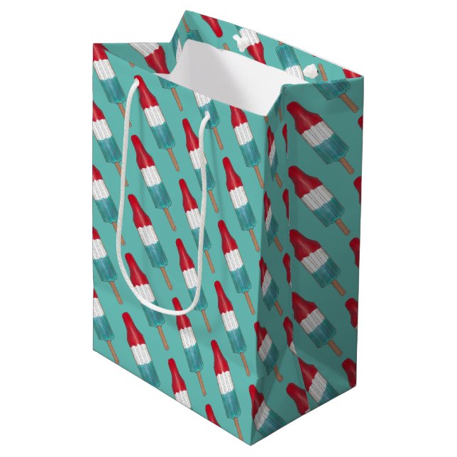 July 4th Rocket Pop Patriotic Popsicle Print Medium Gift Bag (Front Angled)