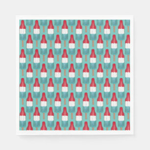 July 4th Rocket Pop Patriotic Popsicle Red Blue Napkin