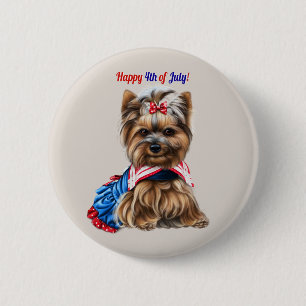 July 4th Schnauzer Puppy 6 Cm Round Badge