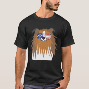 July 4Th Sheltie American Flag USA Patriotic Cute T-Shirt