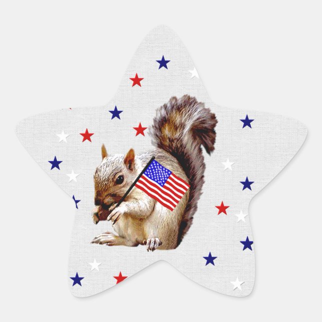 July 4th Squirrel Star Sticker (Front)