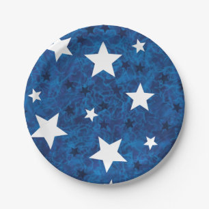 July 4th Stars on Blue Paper Plate