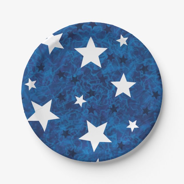 July 4th Stars on Blue Paper Plate (Front)