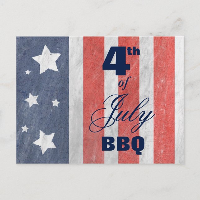 July 4th Stars & Stripes BBQ or Sale Postcard (Front)