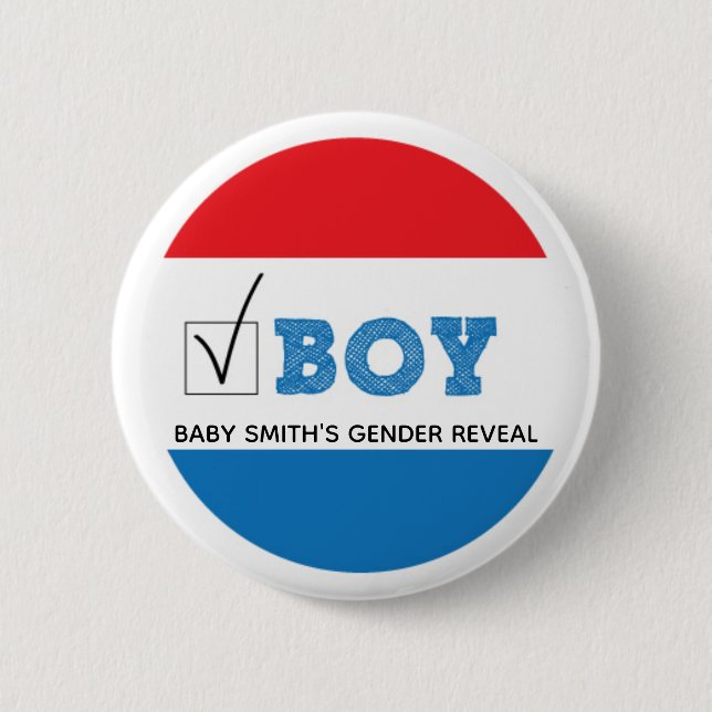July 4th Themed Gender Reveal Button | Boy Vote (Front)