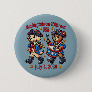 July 4th USA 250th Anniversary Semiquincentennial 6 Cm Round Badge