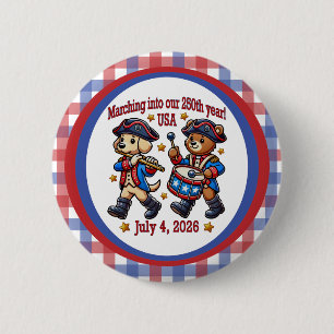 July 4th USA 250th Anniversary Semiquincentennial 6 Cm Round Badge