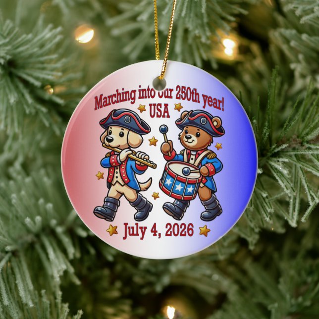 July 4th USA 250th Anniversary Semiquincentennial  Ceramic Tree Decoration (Tree)