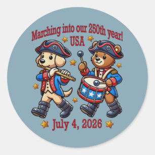 July 4th USA 250th Anniversary Semiquincentennial  Classic Round Sticker