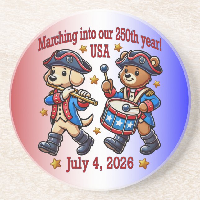 July 4th USA 250th Anniversary Semiquincentennial  Coaster (Front)